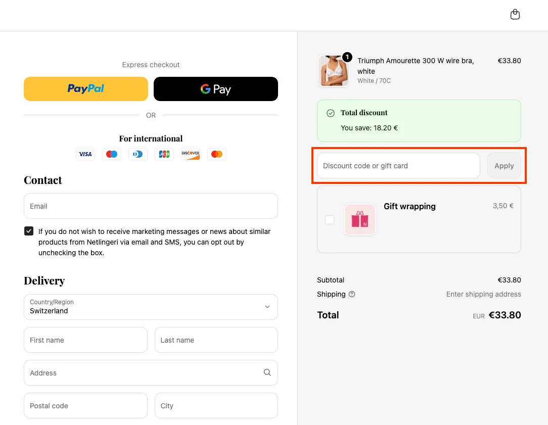 Wie verwendet man den Gutscheincode? - Netlingeri
