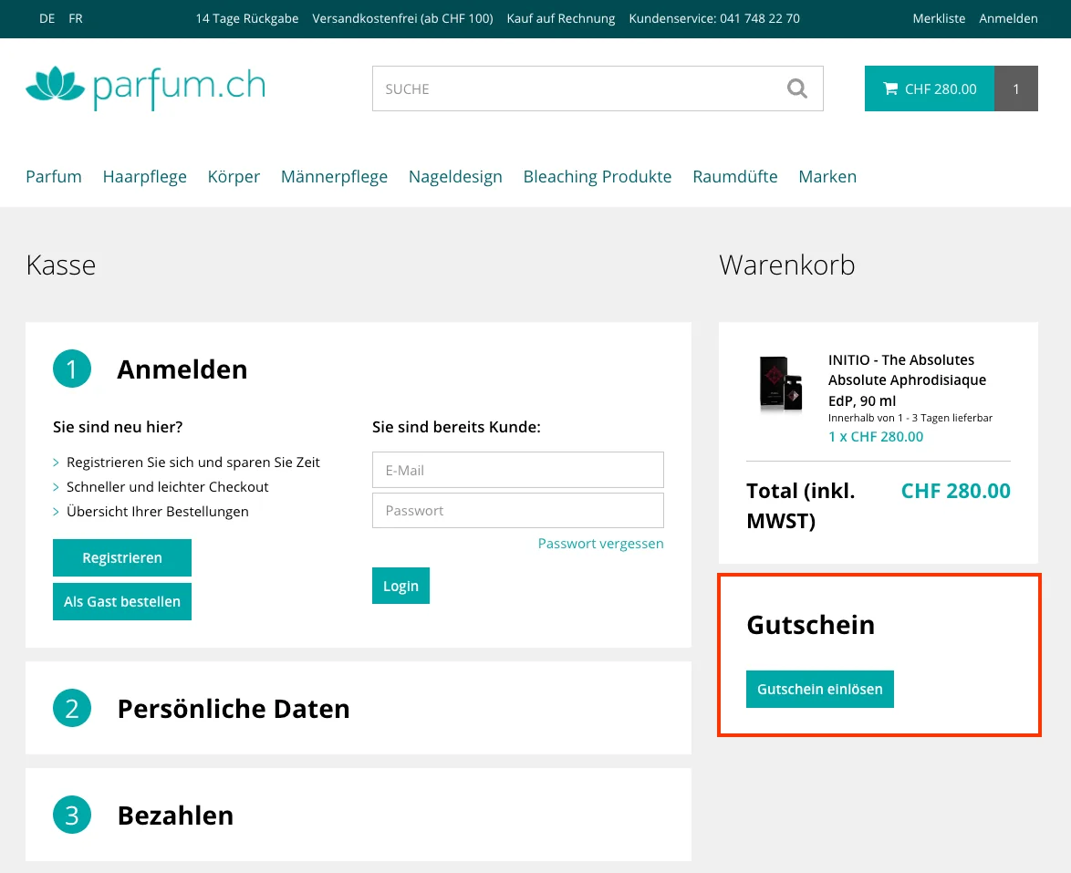 Wie verwendet man den Gutscheincode? - Parfum