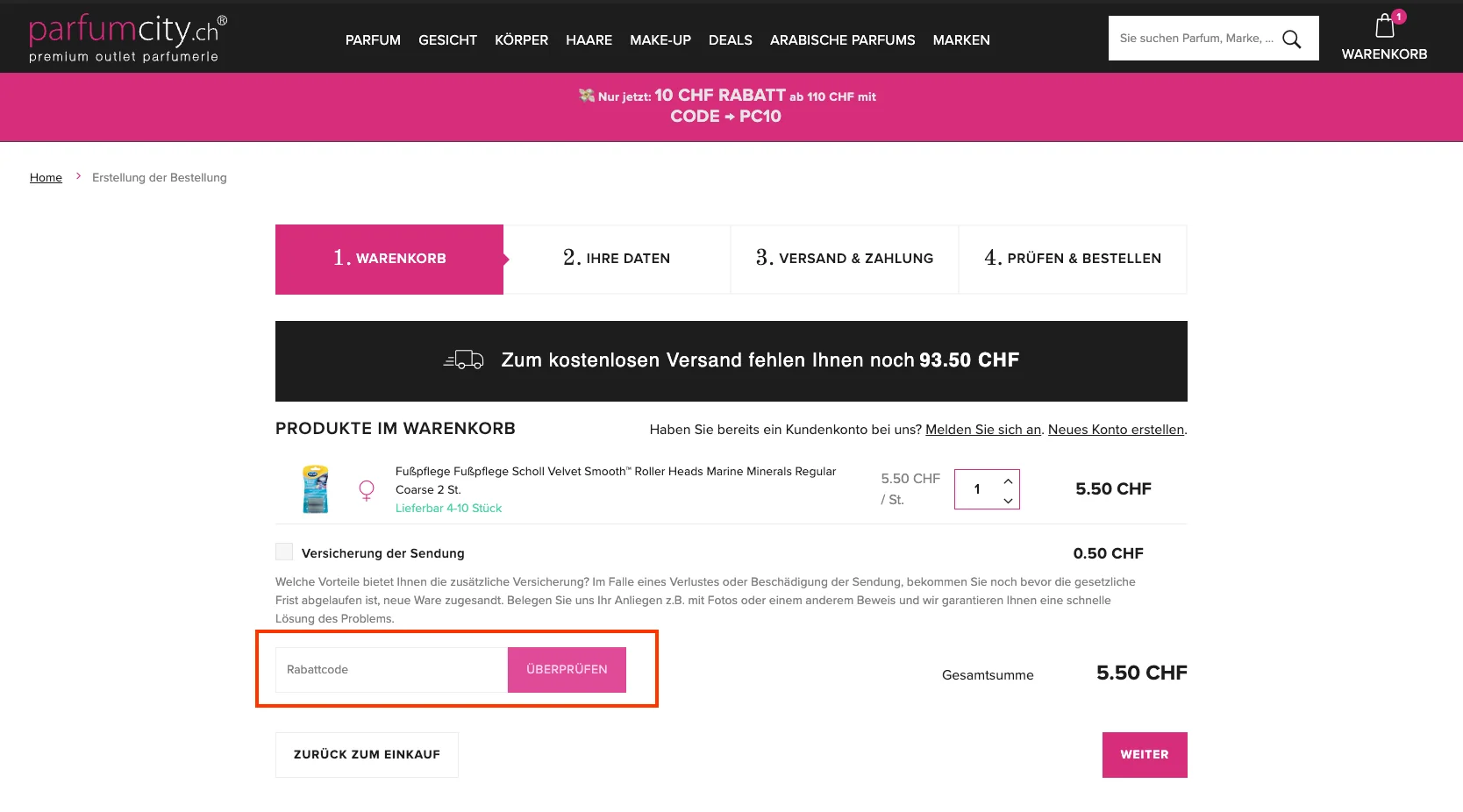Wie verwendet man den Gutscheincode? - Parfumcity