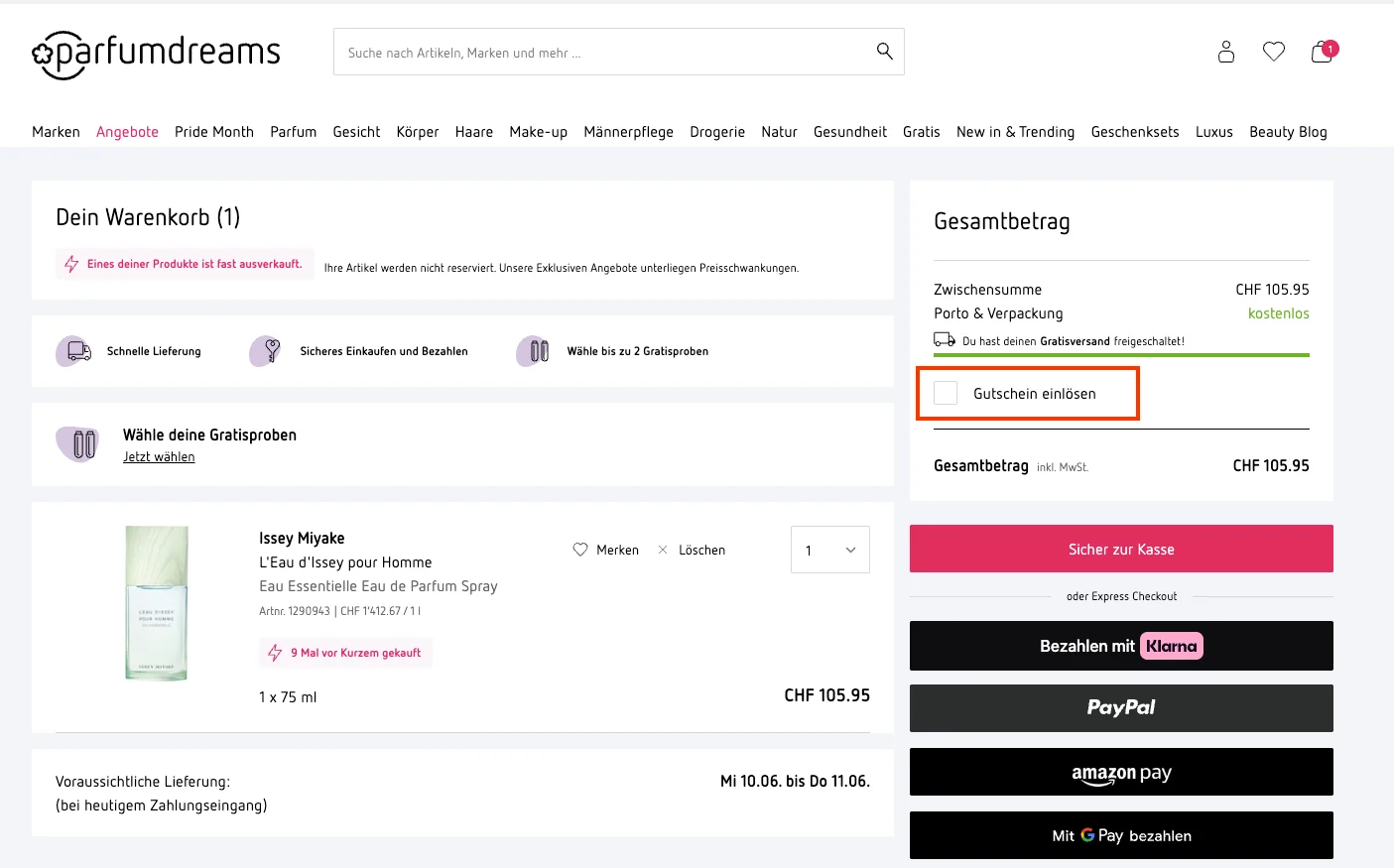 Wie verwendet man den Gutscheincode? - Parfumdreams