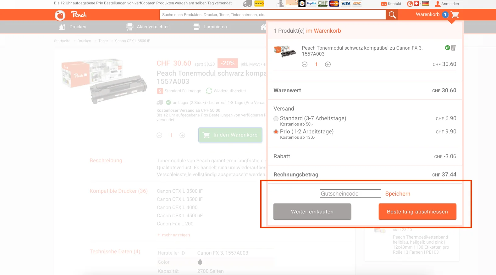 Wie verwendet man den Gutscheincode? - PeachStore