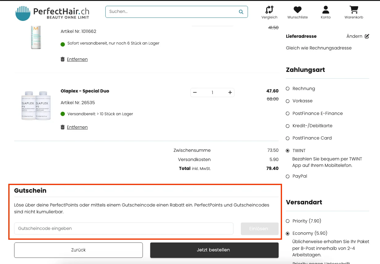 Wie verwendet man den Gutscheincode? - Perfect Hair