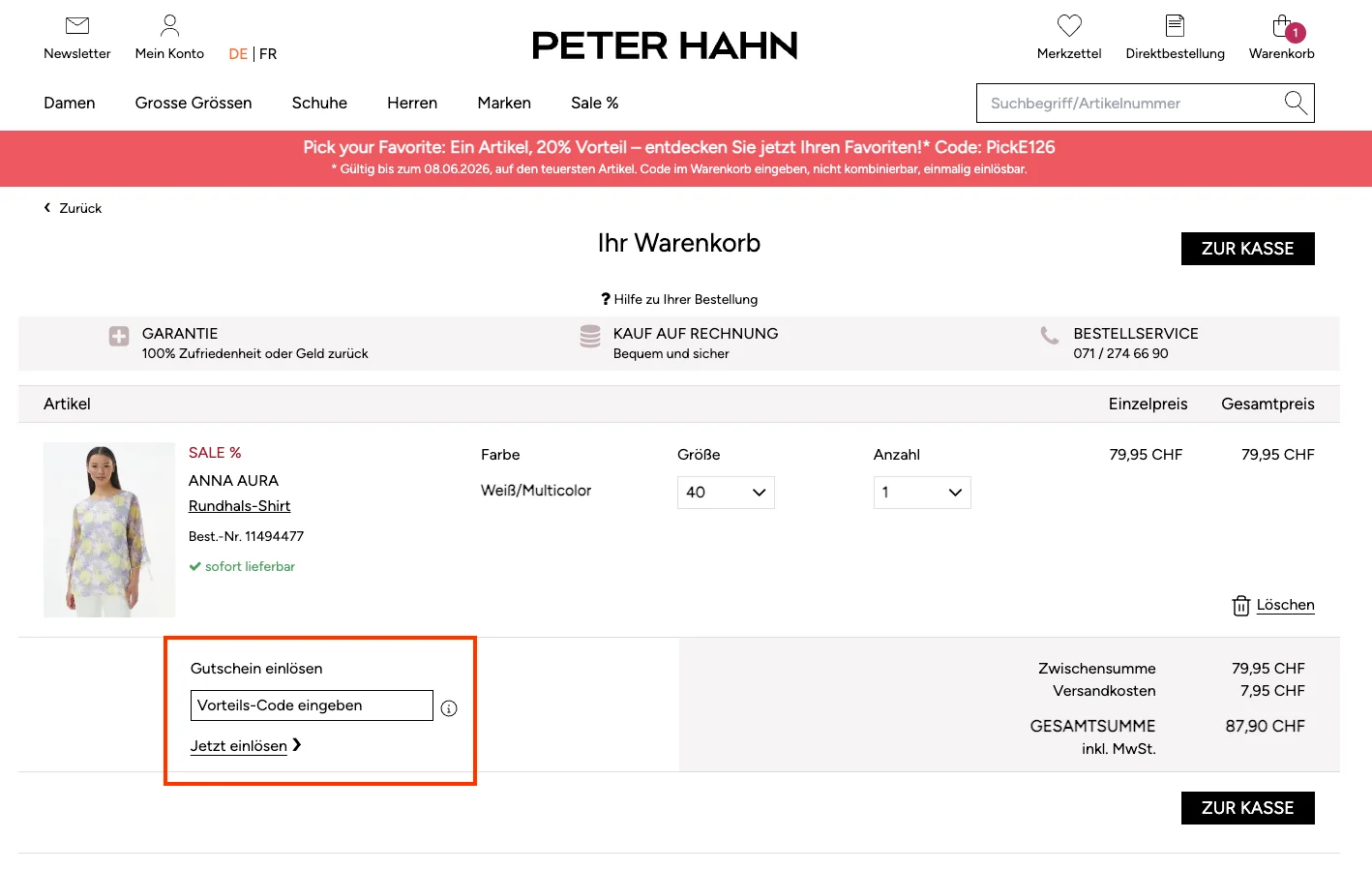 Wie verwendet man den Gutscheincode? - Peter Hahn