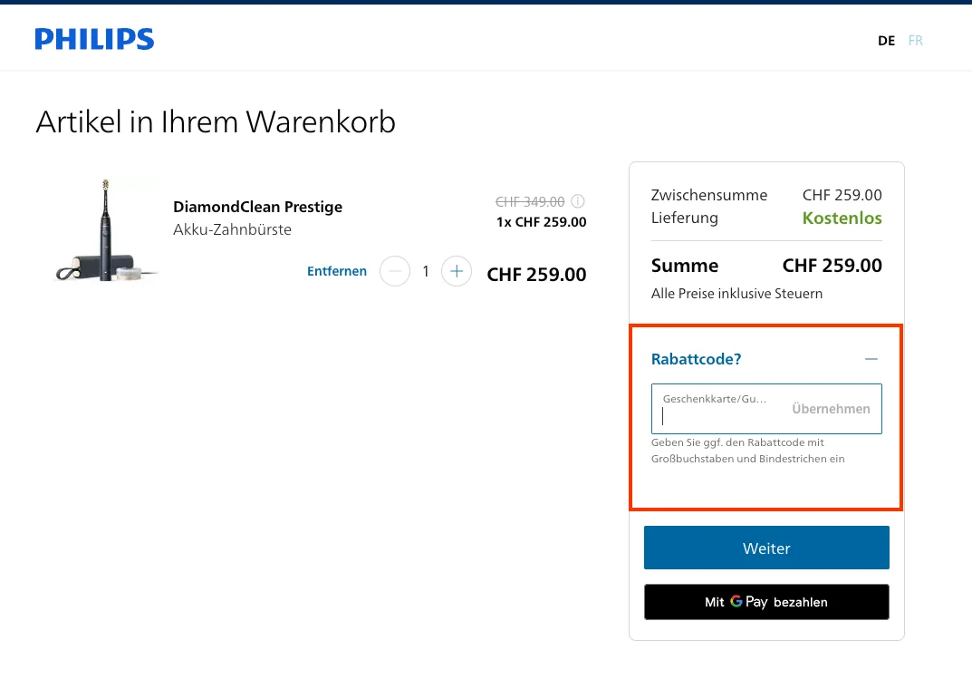 Wie verwendet man den Gutscheincode? - Philips