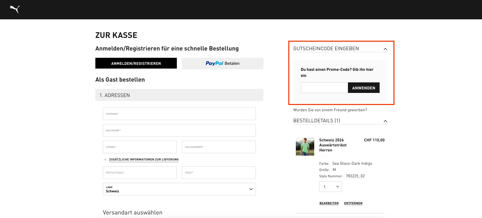 Wie verwendet man den Gutscheincode? - PUMA