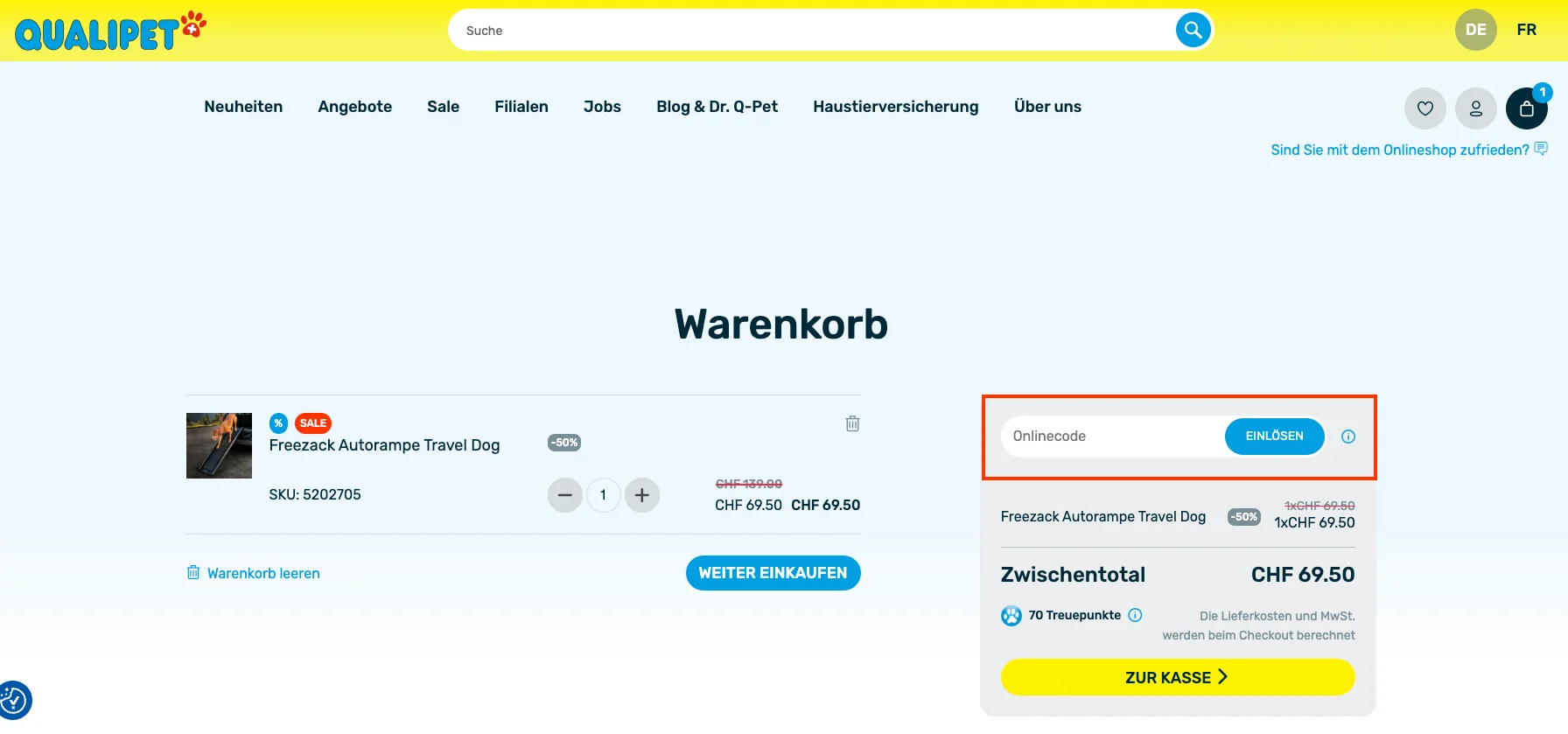 Wie verwendet man den Gutscheincode? - Qualipet