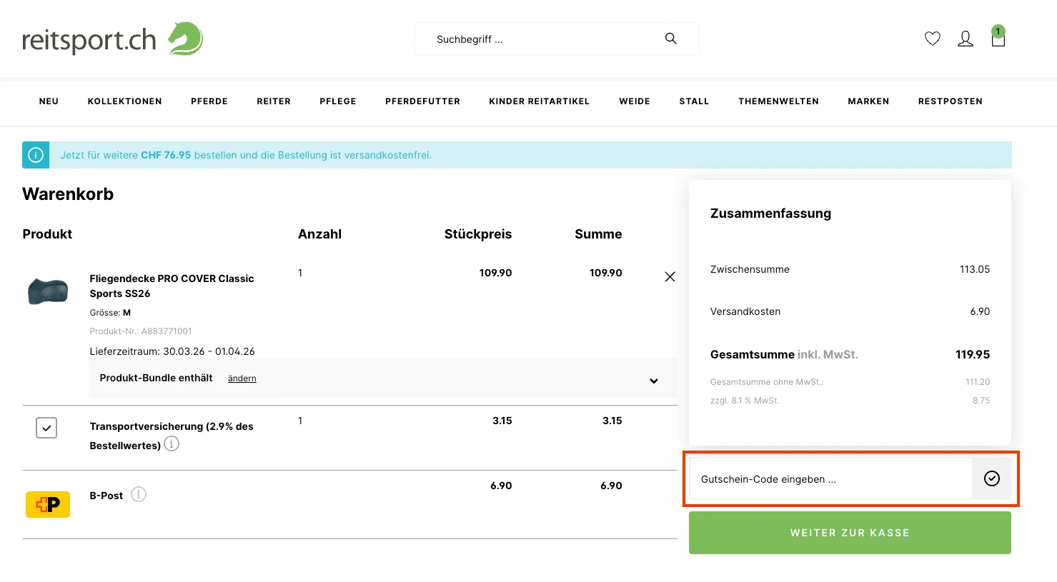 Wie verwendet man den Gutscheincode? - reitsport