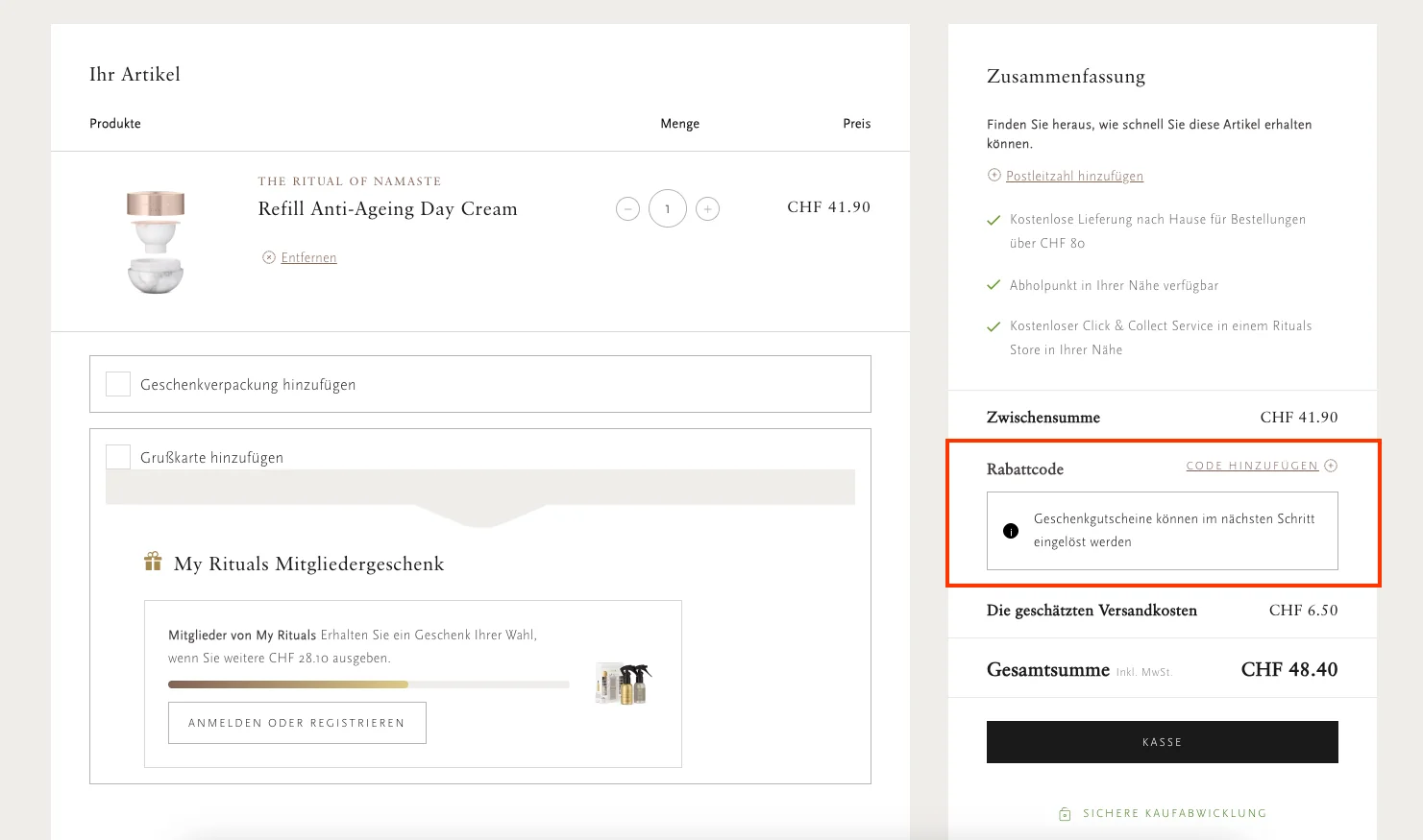 Wie verwendet man den Gutscheincode? - Rituals