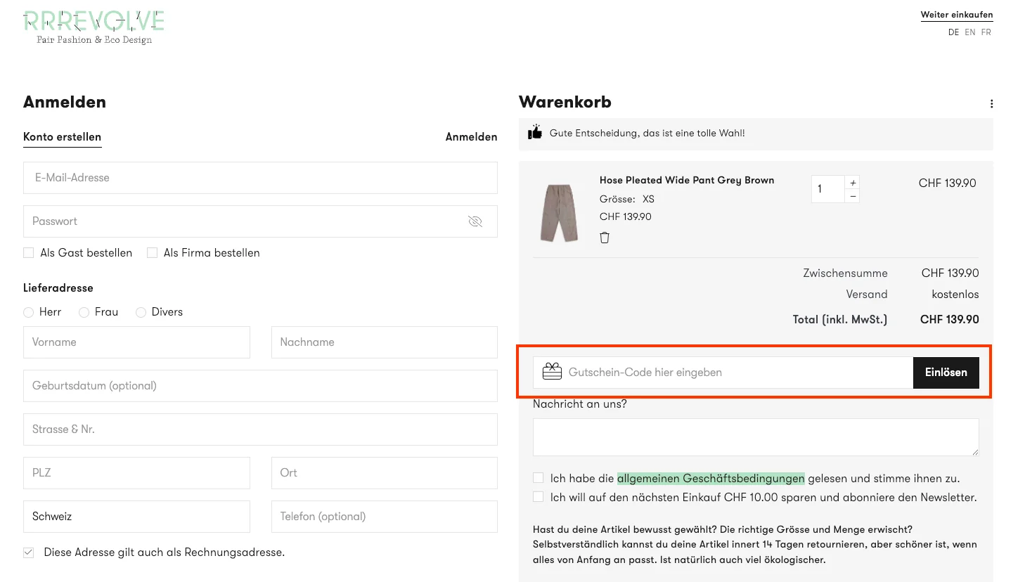 Wie verwendet man den Gutscheincode? - Rrrevolve