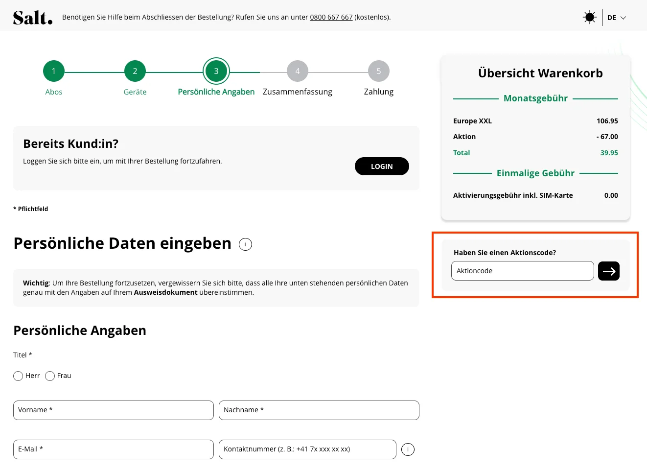Wie verwendet man den Gutscheincode? - Salt
