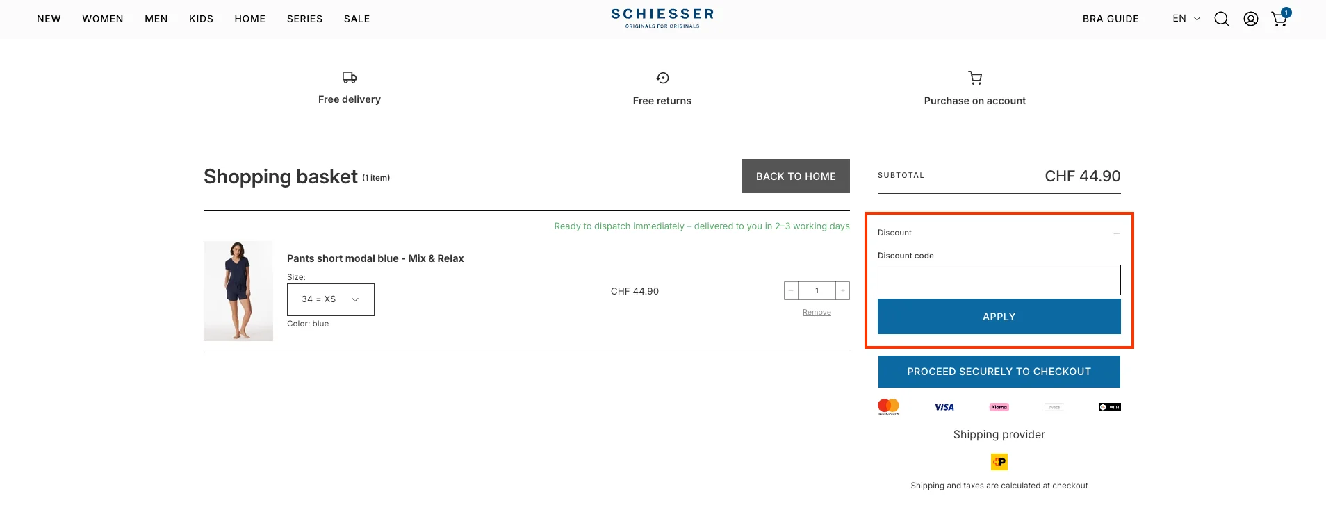 Wie verwendet man den Gutscheincode? - Schiesser