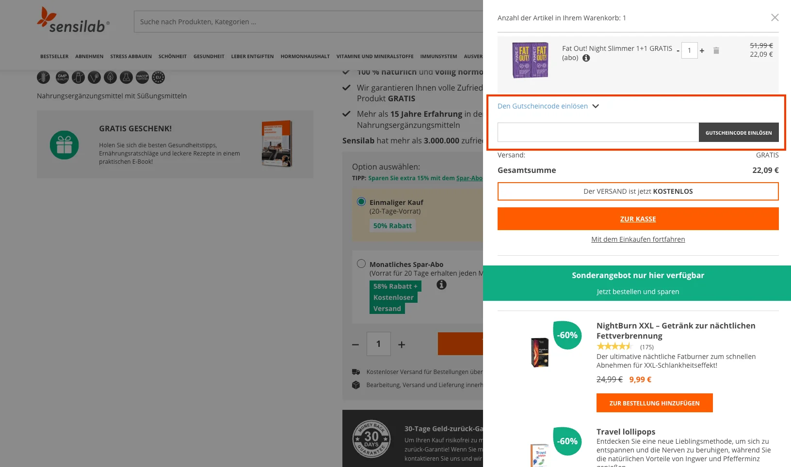 Wie verwendet man den Gutscheincode? - sensilab