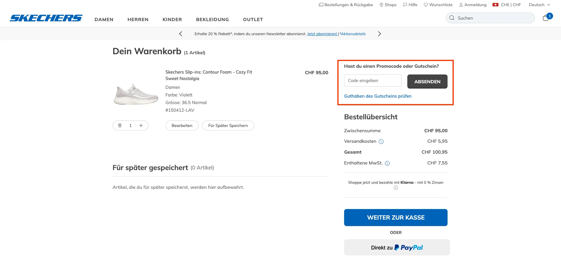 Wie verwendet man den Gutscheincode? - Skechers