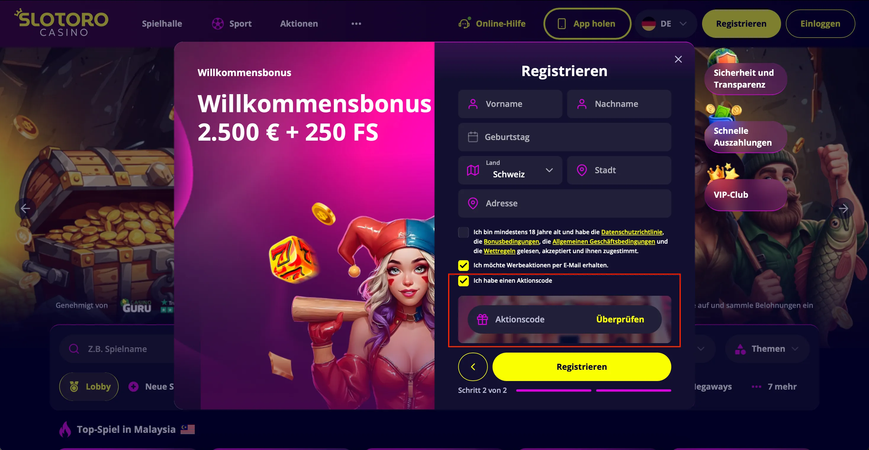 Wie verwendet man den Gutscheincode? - Slotoro