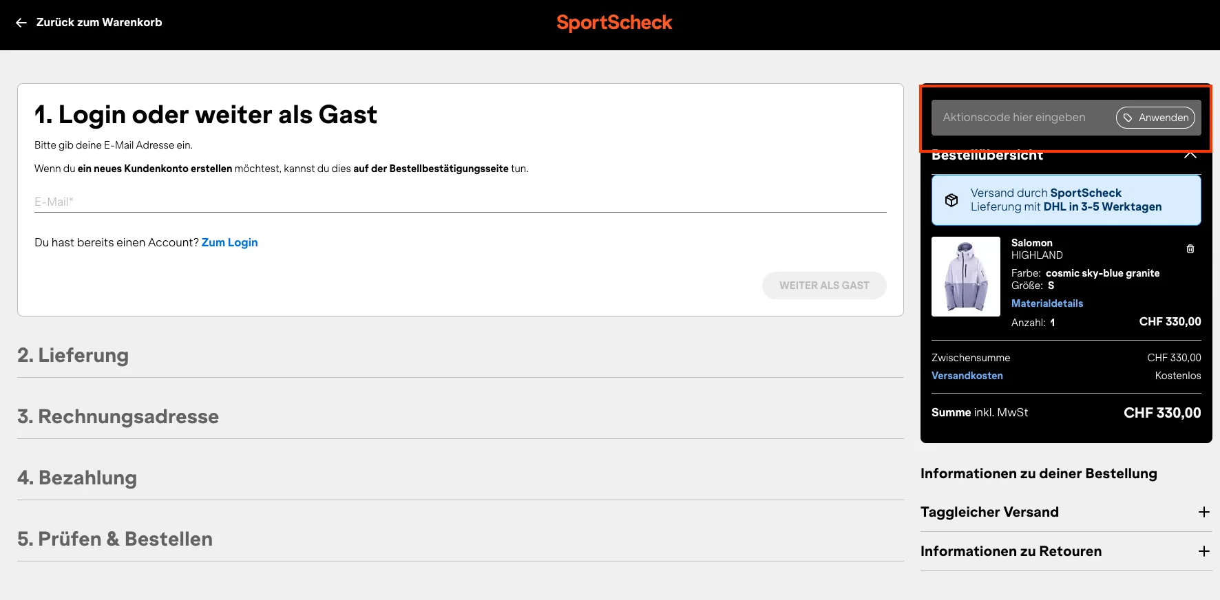Wie verwendet man den Gutscheincode? - SportScheck