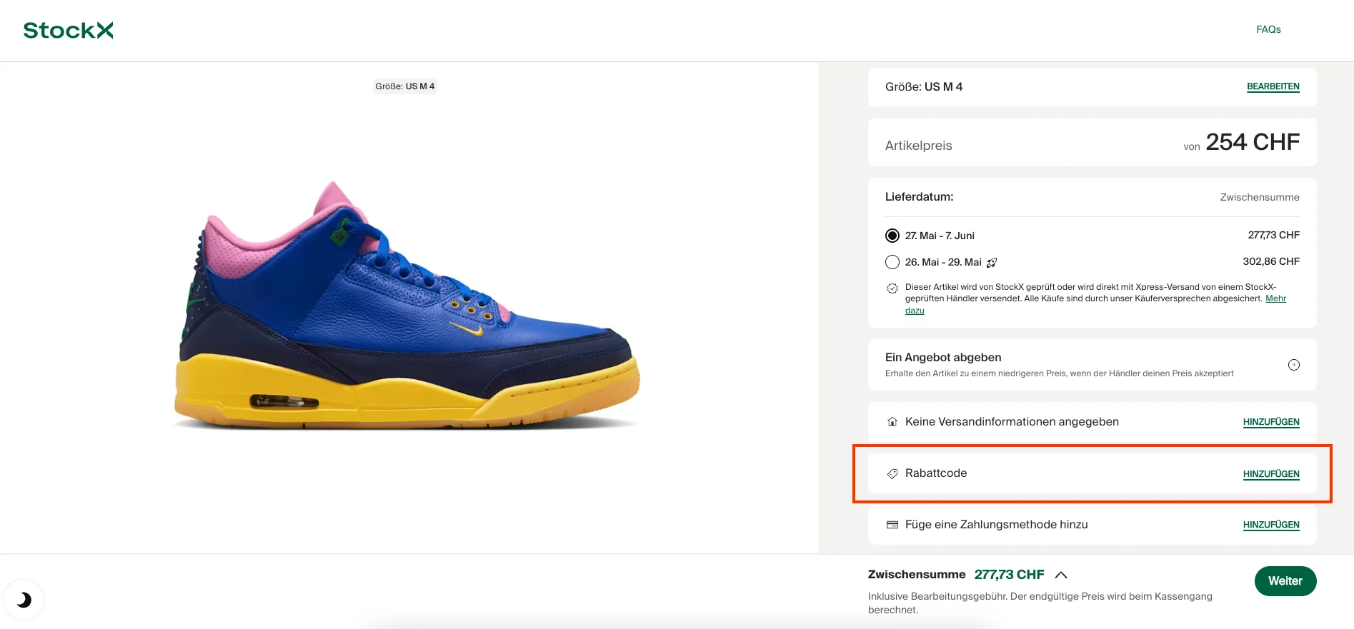 Wie verwendet man den Gutscheincode? - StockX