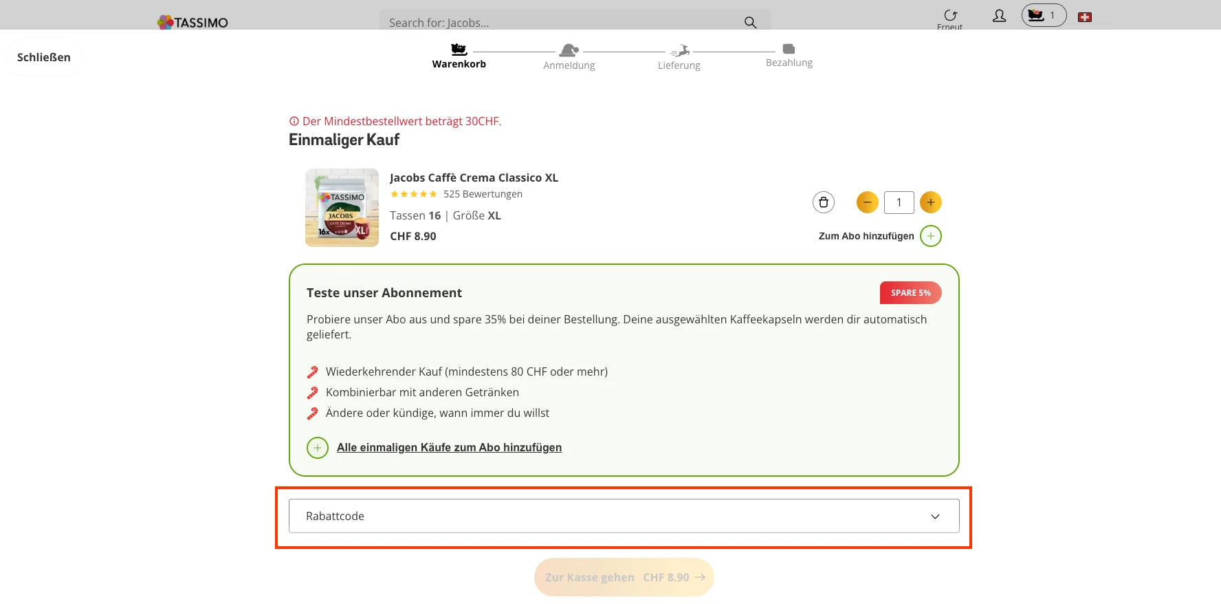 Wie verwendet man den Gutscheincode? - Tassimo