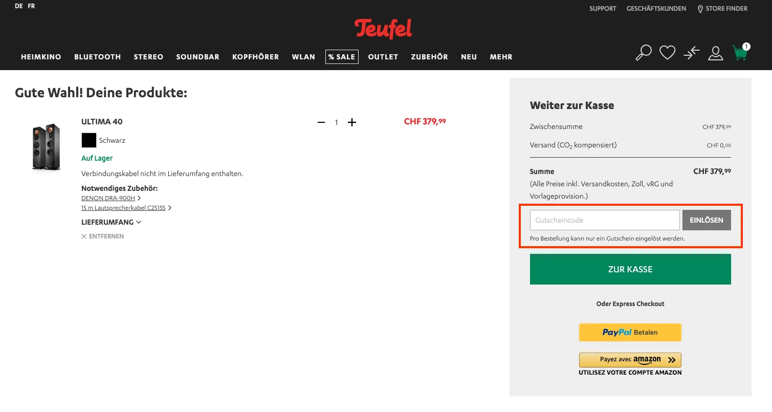 Wie verwendet man den Gutscheincode? - Teufel