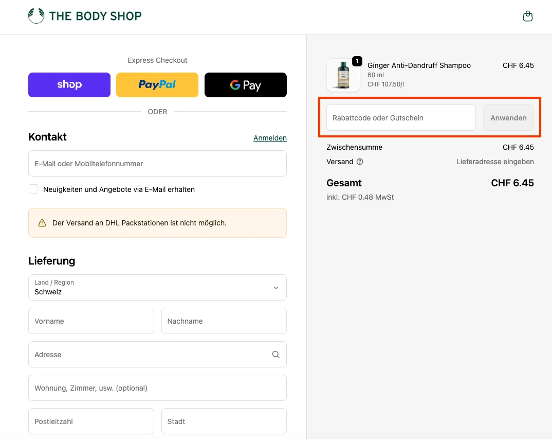 Wie verwendet man den Gutscheincode? - The Body Shop