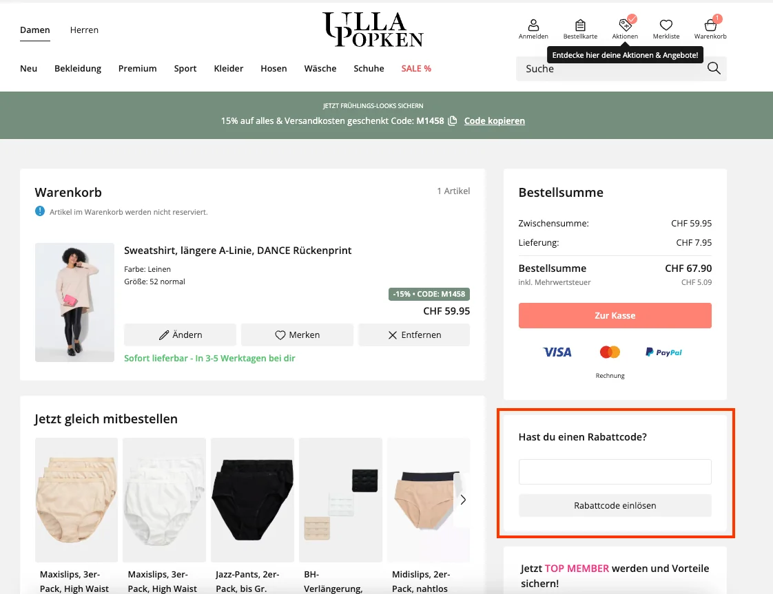 Wie verwendet man den Gutscheincode? - Ulla Popken