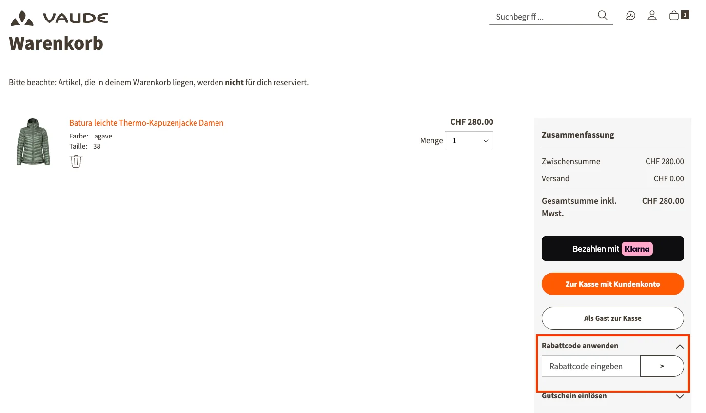 Wie verwendet man den Gutscheincode? - Vaude