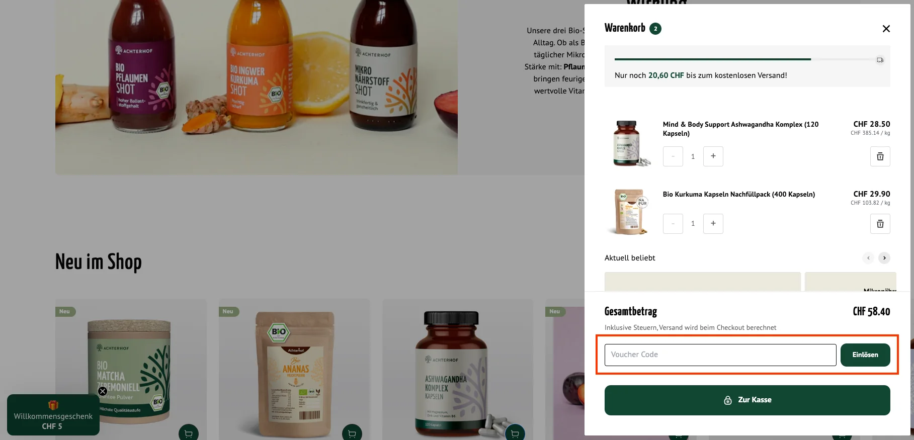 Wie verwendet man den Gutscheincode? - Vom Achterhof