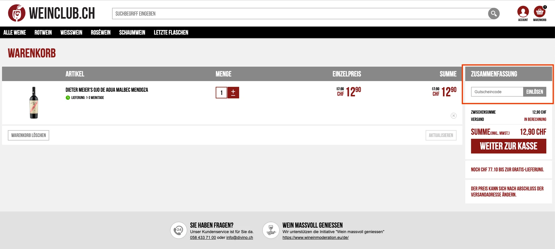 Wie verwendet man den Gutscheincode? - Weinclub