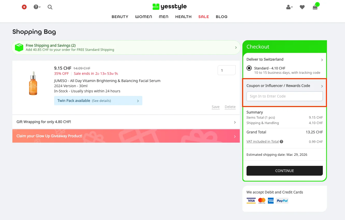 Wie verwendet man den Gutscheincode? - Yes style