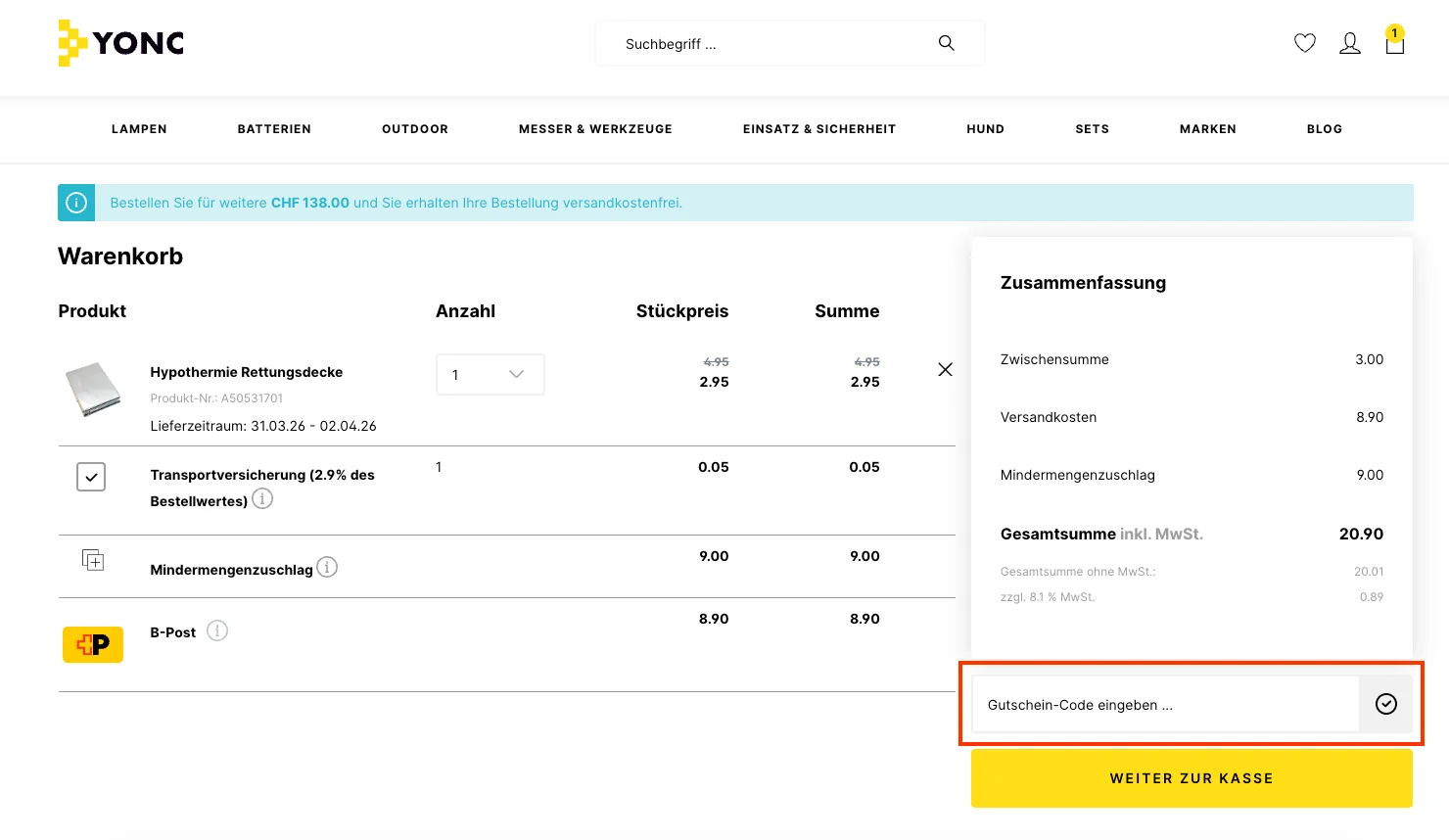 Wie verwendet man den Gutscheincode? - Yonc