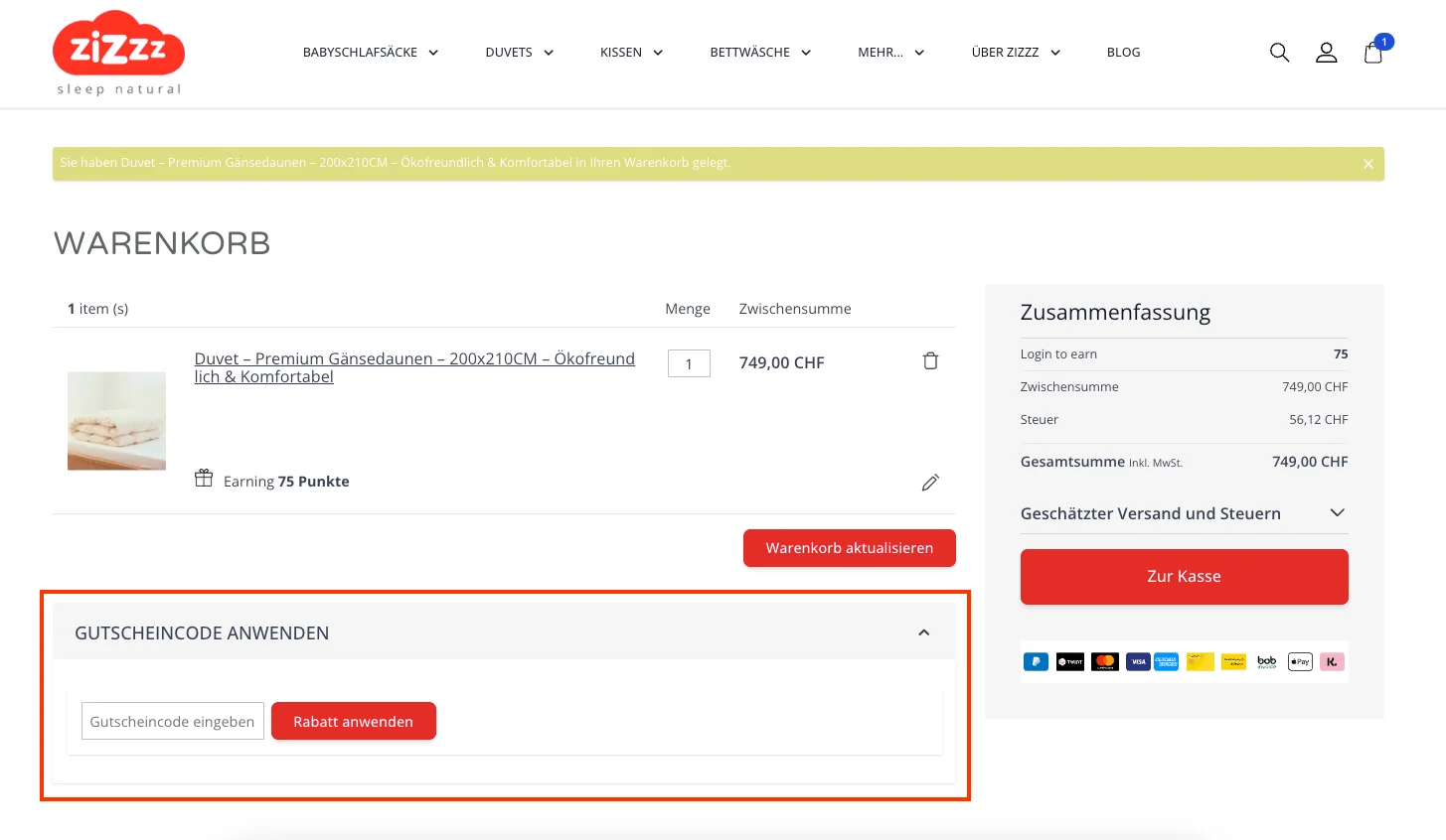 Wie verwendet man den Gutscheincode? - Zizzz