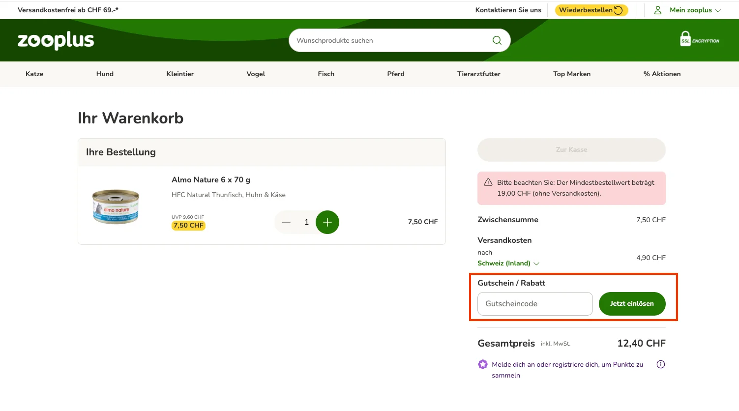 Wie verwendet man den Gutscheincode? - Zooplus